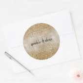 Sticker Rond Gold Glam Glitzy Zebra Print Faux Parties scintill (Enveloppe)