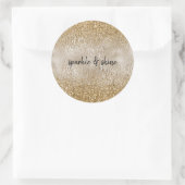 Sticker Rond Gold Glam Glitzy Zebra Print Faux Parties scintill (Sac)