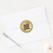 Sticker Rond Gold Glitter Baby Shower Registry QR Code Modern (Enveloppe)