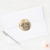 Sticker Rond Gold Glitter Sparkle Eyelashes Monogram (Enveloppe)