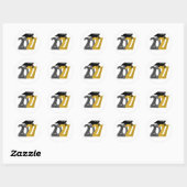 Sticker Rond Gold Gray Class of 2027 Graduation (Feuille)
