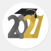 Sticker Rond Gold Gray Class of 2027 Graduation (Devant)