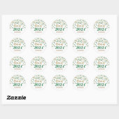 Sticker Rond Gold Green Confetti Graduation 2024 (Feuille)