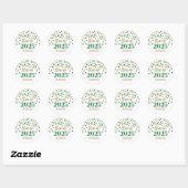 Sticker Rond Gold Green Confetti Graduation 2025 (Feuille)