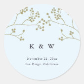 Sticker Rond Gold Green Ice Blue Elegant Chic Winter Wedding (Devant)