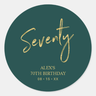 Sticker Rond Gold & Green Soixante-dix 70e anniversaire Merci d