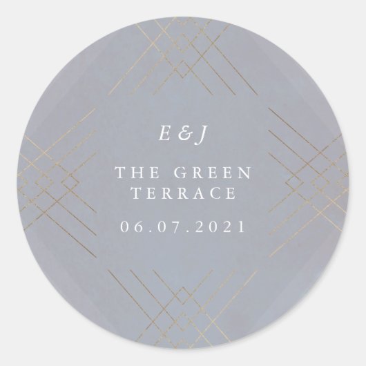 Sticker Rond Gold Grey Elegance Diamond Geo Deco Mariage (Devant)