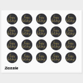 Sticker Rond Gold HAPPY HOLIDAYS Winter Black Snowflakes (Feuille)
