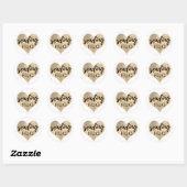 Sticker Rond Gold Heart envoie un câlin socialement distant (Feuille)