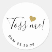 Sticker Rond Gold Heart me jette Mariage Confetti Favoriser (Devant)