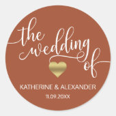 Sticker Rond Gold Heart moderne Terracotta LE MARIAGE DE (Devant)