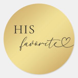 Sticker Rond Gold Heart Script Sa Faveur De Mariage Favorite