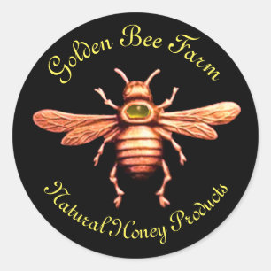 STICKER ROND GOLD HONEY BEE / BEEKEEPER BEEKEEPER