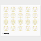 Sticker Rond Gold Ivory Mariage damassé Favor (Feuille)