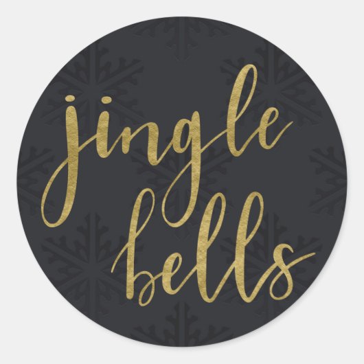 Sticker Rond Gold JINGLE BELLS Vacances hiver Black Snowflakes (Devant)