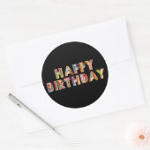 Sticker Rond Gold Joyeux anniversaire (Enveloppe)