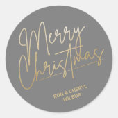 Sticker Rond Gold Joyeux Noël Luxe Grey (Devant)