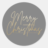 Sticker Rond Gold Joyeux Noël Luxe Grey (Devant)