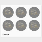 Sticker Rond Gold Joyeux Noël Luxe Grey (Feuille)