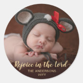 Sticker Rond Gold Joyeux Noël Photo religieuse Noël (Devant)