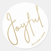 Sticker Rond Gold JOYFUL à Noël blanc (Devant)
