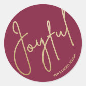 Sticker Rond Gold JOYFUL sur Cranberry Christmas (Devant)