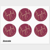 Sticker Rond Gold JOYFUL sur Cranberry Christmas (Feuille)