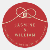 Sticker Rond Gold Knot Union Double Bonheur Mariage chinois (Devant)