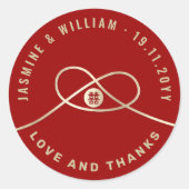 Sticker Rond Gold Knot Union Double Bonheur Mariage chinois (Devant)