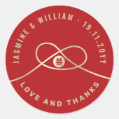 Sticker Rond Gold Knot Union Double Bonheur Mariage chinois (Devant)