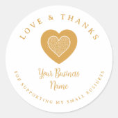 Sticker Rond Gold Lace Heart Love & Thanks Supporting Business (Devant)