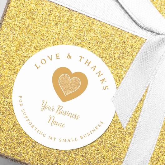 Sticker Rond Gold Lace Heart Love & Thanks Supporting Business