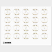 Sticker Rond Gold leaf Elegant Modern Couples Nom Mariage (Feuille)
