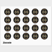 Sticker Rond Gold Lettering 50th Birthday Favor Merci (Feuille)