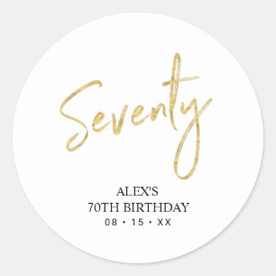 Sticker Rond Gold Lettering Soixante-dix-70e fête d'anniversair