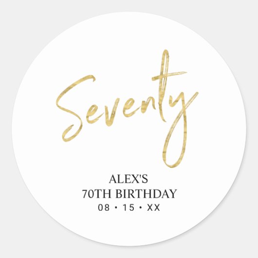 Sticker Rond Gold Lettering Soixante-dix-70e fête d'anniversair (Devant)