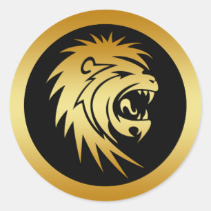 STICKER ROND GOLD LION HEAD