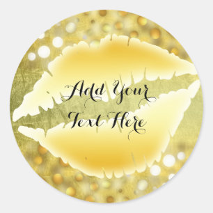 Sticker Rond Gold Lips Confetti Parties scintillant Classic Mod