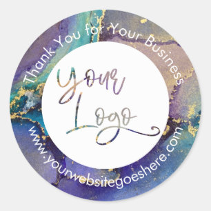 Sticker Rond Gold Liquide multicolore Art Abstrait Votre logo