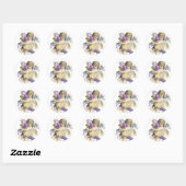 Sticker Rond Gold Love avec Cherub Rose Purple (Feuille)