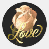 Sticker Rond Gold Love avec Rose Peach (Devant)