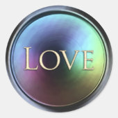 Sticker Rond Gold Love Envelope Seal Dark Iridescent (Devant)