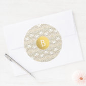 Sticker Rond Gold Mandala Blanc Moderne Mariage élégant Faveur (Enveloppe)