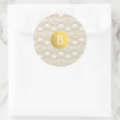 Sticker Rond Gold Mandala Blanc Moderne Mariage élégant Faveur (Sac)