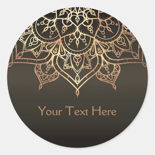 Sticker Rond Gold Mandala Earthy Brown bronze moderne Faveur (Devant)
