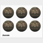 Sticker Rond Gold Mandala Earthy Brown bronze moderne Faveur (Feuille)