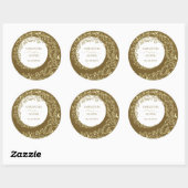 Sticker Rond Gold Mariage damassé (Feuille)