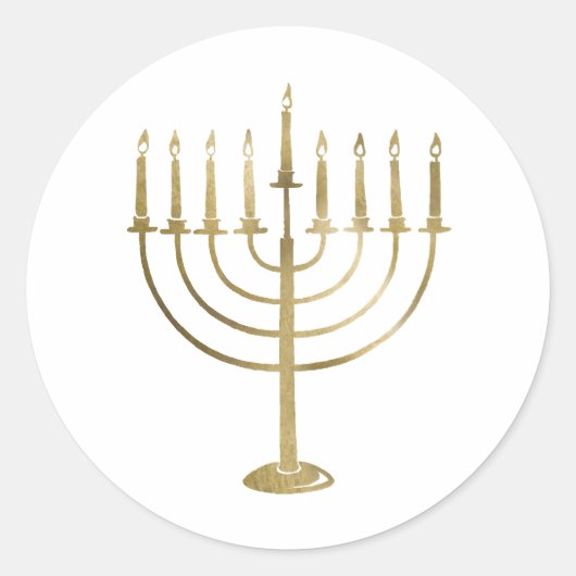 Sticker Rond Gold Menorah Holiday (Devant)