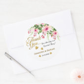 Sticker Rond Gold Merci Floral Mariage Faveur (Enveloppe)