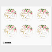 Sticker Rond Gold Merci Floral Mariage Faveur (Feuille)